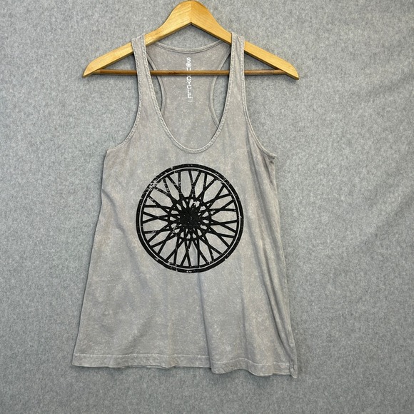 soulcycle Tops - SoulCycle Size Small Tank Top Gray Mineral Wash Spin Wheel Graphic Racerback